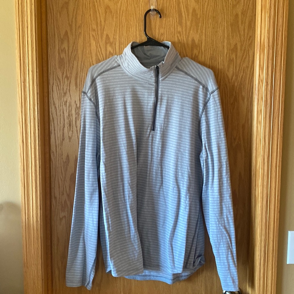 Mens Grey Striped quarter zip Lululemon pullover, size XXL